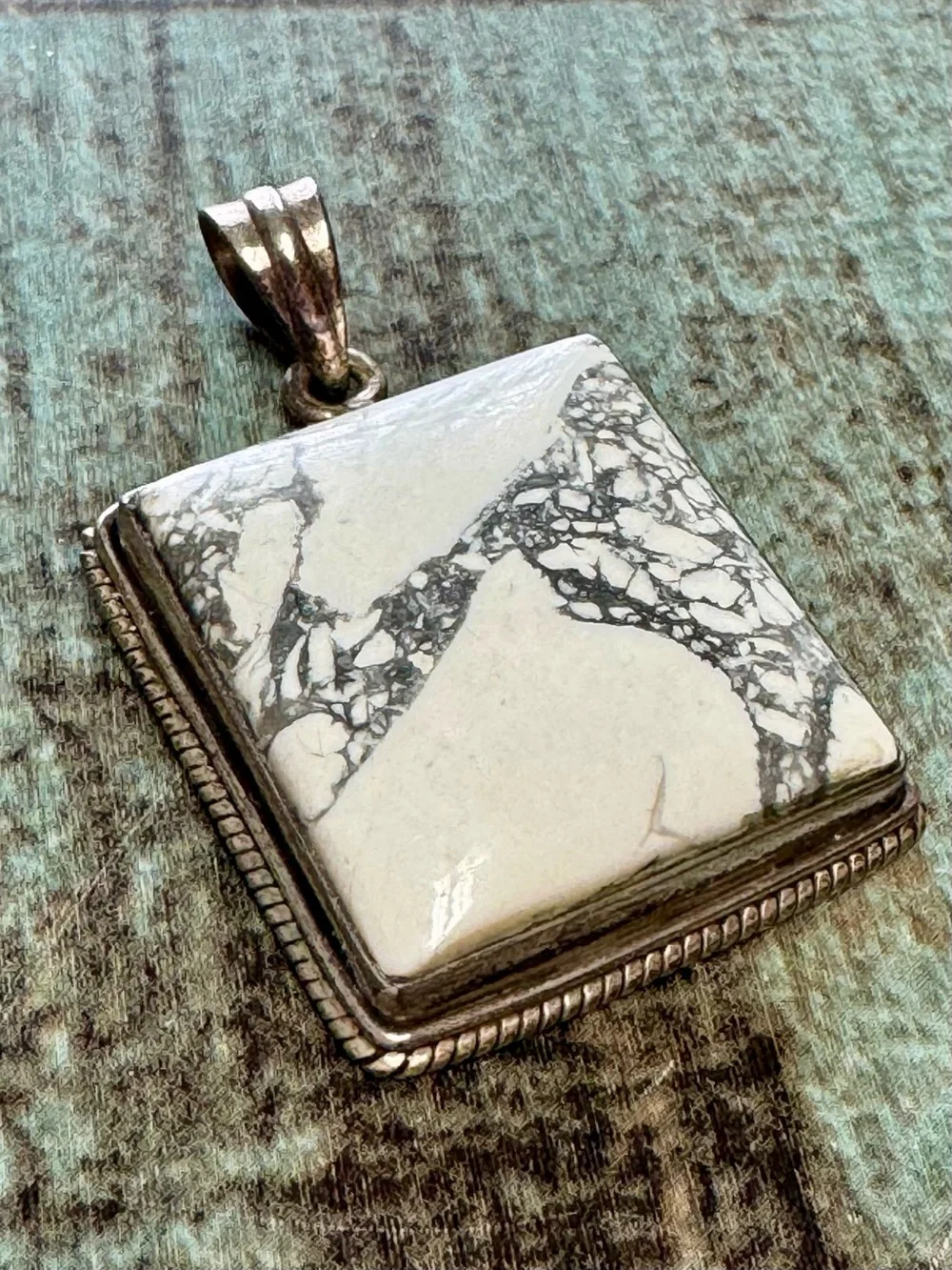 Women’s White & Black Marbled Necklace Pendant | #B26